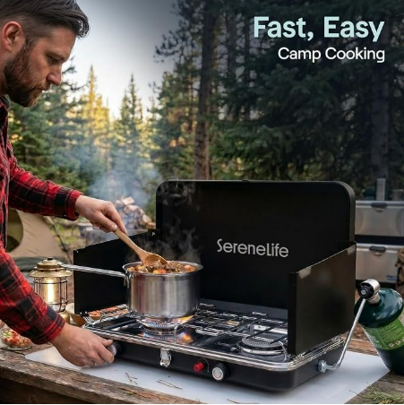 Forget Cold Camp Meals—Cook a Real Feast Anywhere with This 2-Burner Camping Stove 🔥🏕️