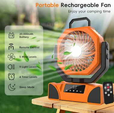 Stay Cool, Stay Bright, Stay Ready: The 3-in-1 Rechargeable Camping Fan Built for Every Adventure