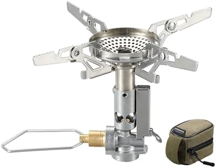 CAMPINGMOON Canister Top Stove Portable Compact Foldable w/Micro Regulator w/4Flex w/igniter XD-2F (Silver) by CAMPINGMOON