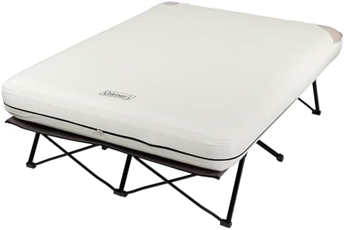 Coleman Queen-Size Airbed Cot Combination, Folding Air Mattress with Steel Frame & Side Table, Battery Pump Included, Great for Camping, Lounging, Elevated Sleeping, Guests, & More by Unknown