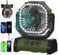 ADUST 20000mAh Camping Battery Powered Fan with Light for Tent - Green by ADUST
