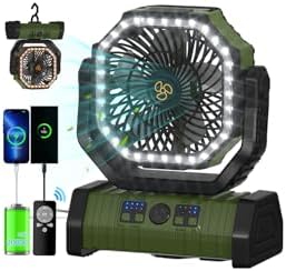 ADUST 20000mAh Camping Battery Powered Fan with Light for Tent - Green by ADUST