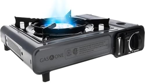 Gas One Portable Butane Camping Stove with Case: Automatic Ignition, Precise Heat Control - Camping & Tailgating and Outdoor Cooking by GasOne