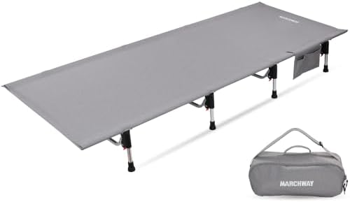 MARCHWAY Lightweight Folding Tent Camping Cot Bed with Lever Lock, Easy Setup Portable Compact for Outdoor Travel, Hunting, Hiking, Motorcycling, Support 330Lbs (Grey) by MARCHWAY