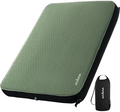 Acacia 4" Thick Self Inflating Sleeping Pad with Foam, Innovative Y-Shaped Telescopic Structure, Ultraportable Camping Air Mattress with Pump Sack, Easy Roll Up Sleep Bed for Travel Tent Car by ACACIA
