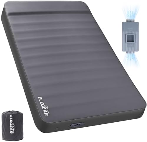 Elegear Air & Foam Camping Mattress 4" Built-in Electric Pump (Grey, Full) by Elegear
