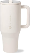 HydroJug Traveler - 32 oz Water Bottle with Handle & Flip Straw - Fits in Cup Holder, Leak Resistant Tumbler-Reusable Insulated Stainless Steel & Rubber Base - Gifts for Women & Men, Cream by Hydrojug