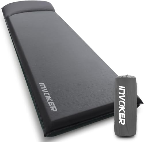 INVOKER Camping Sleeping Pad, Self-Inflating, 75 x 24 x 3.15 in, Grey by INVOKER