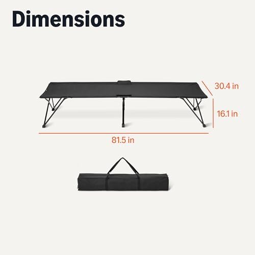 Amazon Basics Folding Camping Cot for Adults, 81.5 x 30.4 Inch Twin Size Steel Frame, 350 lb Capacity, Portable with Carry Bag, Black - Image 5