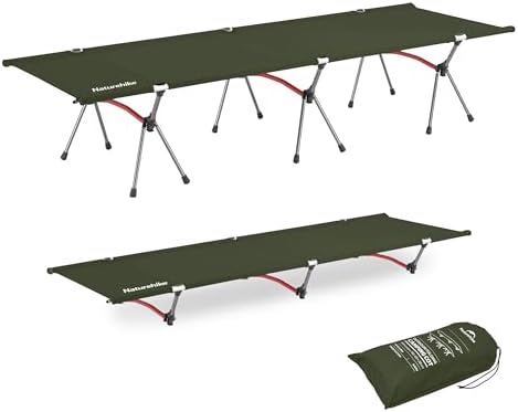 Naturehike ArmyWild Folding Camping Cot, Height Adjustable Ultralight Backpacking Cot, Portable Camping Bed for Camping Hiking Travel Home by Naturehike