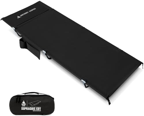 ONETIGRIS SUPRAGRIS Camping Cot, Support Up to 400lbs, Lightweight Comfortable Folding Bed for Camping, Hiking, Backpacking, Travel, Car Trips, Office Nap (Black) by OneTigris