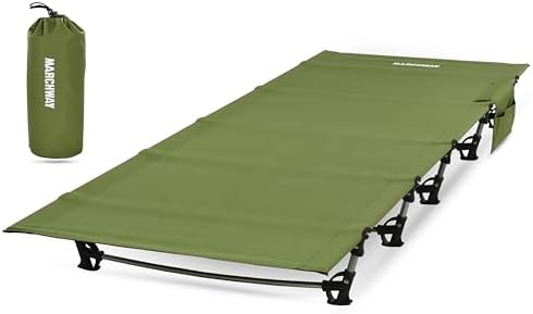 MARCHWAY Ultralight Folding Tent Camping Cot Bed, Portable Compact for Outdoor Travel, Base Camp, Hiking, Mountaineering, Lightweight Backpacking (Army Green) by MARCHWAY