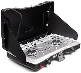 Coleman Triton+ 2-Burner Propane Camping Stove with InstaStart Ignition, Portable Camping Cooktop with 2 Adjustable Burners & Wind Guards, 22,000 BTUs of Power for Camping, Tailgating, Grilling by Unknown