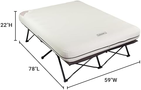 Coleman Queen-Size Airbed Cot Combination, Folding Air Mattress with Steel Frame & Side Table, Battery Pump Included, Great for Camping, Lounging, Elevated Sleeping, Guests, & More - Image 3