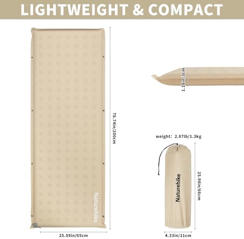 Naturehike Connectable Self Inflating Sleeping Pad, 1.18" Memory Foam Camping Pad, Backpacking Camping Mattress Pad for Tent, Travel, Car, Hammock - Image 2
