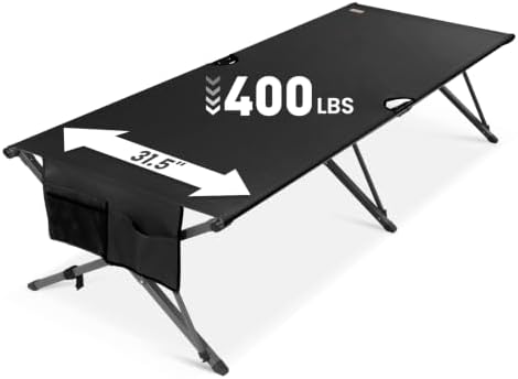 Heavy Duty Camping Cot for Adults, 31.5'' Wide Folding Cot, Support 400LBS by HOMECALL