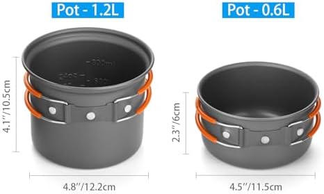 Odoland Camping Cookware Mess Kit, Lightweight Pot Stove Spork Set - Image 3