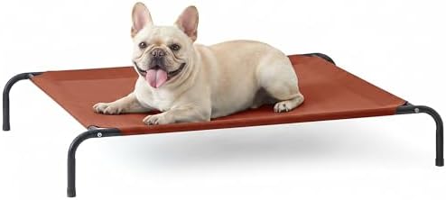 Love's cabin Elevated Cooling Dog Bed for Medium Dogs, Portable Indoor & Outdoor Raised Pet Dog Cat Cot, Durable Summer Frame with Breathable Mesh, Terracotta, 43" x 31.5" x 8" by Lovescabin