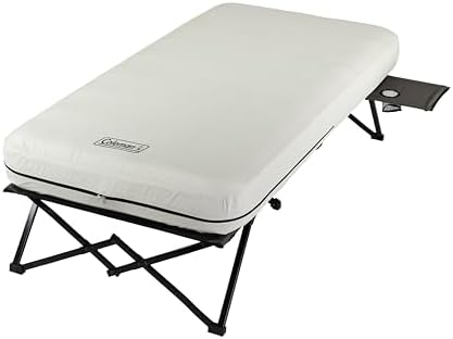Coleman Queen-Size Airbed Cot Combination, Folding Air Mattress with Steel Frame & Side Table, Battery Pump Included, Great for Camping, Lounging, Elevated Sleeping, Guests, & More by Unknown