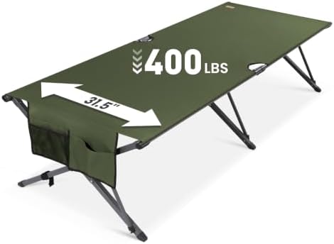 Heavy Duty Camping Cot for Adults, 31.5'' Wide Folding Cot, Support 400LBS by HOMECALL