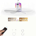 Portable Camping Fan with Light, 16″ Rechargeable Tent Ceiling Fan, 10800mAh Battery, 3 Color Temperature & RGB Adjustable Lighting, Detachable Blades for Camping, RV, Patio (White) by Brioeua