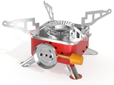 SYIPO Portable Camping Stove, Ultralight Backpacking Stove with Stable Support Wind-Resistance Camp Stove, Mini Outdoor Folding Metal Camping Gas Stove for Camping, Hiking, Cooking, ect. by SYIPO