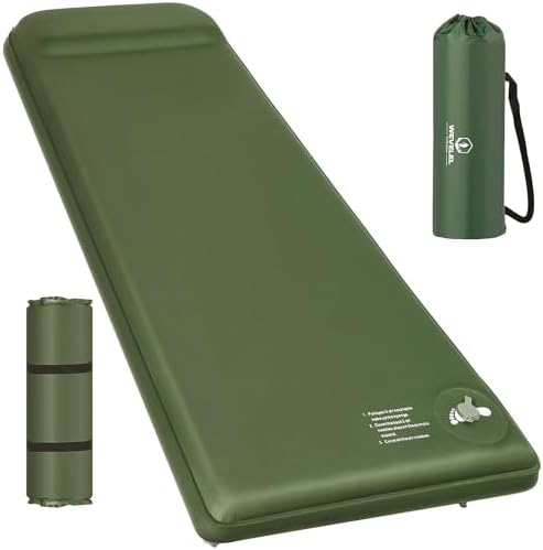 Wevelel Memory Sleeping Pad, 3.1" Ultra-Thick Foam Sleeping Mats for Camping, Easy Inflate&Deflate,9.5 R-Value Insulated Camping Mattress Pad with Pillow, for Car Travel Tent by Unknown