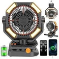 20000mAh Portable Clip on Fan Rechargeable, 7 Inch Battery Powered Desk Fan, LED Lantern & Hook, Timer,360° Rotate & 5 Speeds Strong Airflow for Camping Tent Office Outdoor Travel Golf Cart by Dyienocs