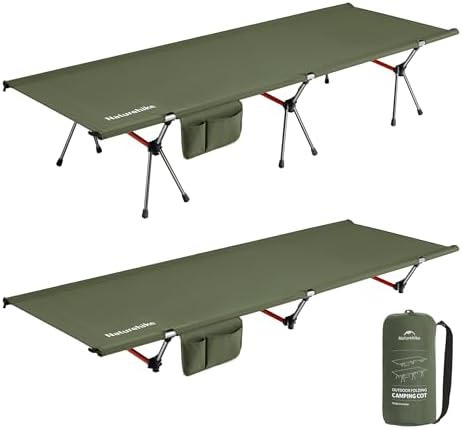 Naturehike ArmyWild Folding Camping Cot, Height Adjustable Ultralight Backpacking Cot, Portable Camping Bed for Camping Hiking Travel Home by Naturehike