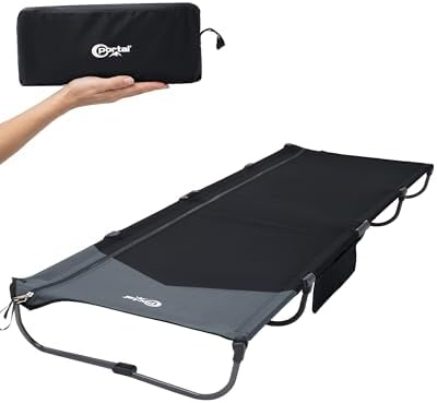 Portal 20-Second Setup Camping Cot, Ultra-Light 7.1 lbs Integrated Travel Foldable Camp Bed with Zipper Tensioning,Tent Friendly Sleeping Cot with Side Pocket, Supports 225 lbs by PORTAL