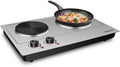 CUSIMAX 1800W Double Hot Plate, Stainless Steel Silver Countertop Burner Portable Electric Double Burners Electric Cast Iron Hot Plates Cooktop, Easy to Clean, Upgraded Version C180N by CUSIMAX