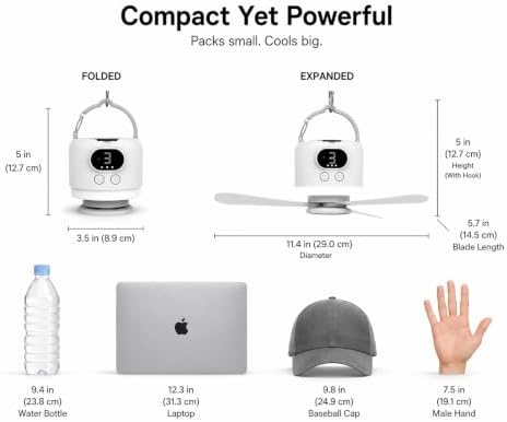 Camping Tent Fan with Light, Rechargeable Hanging Fan with Remote - Image 5
