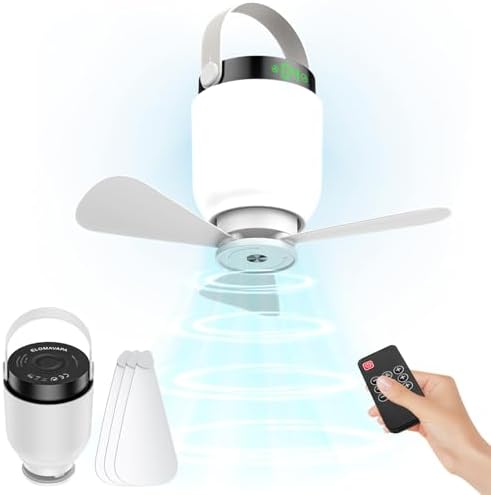2 in 1 Camping Fan with Lantern, Tent Ceiling Fans with Lights and Remote by Unknown
