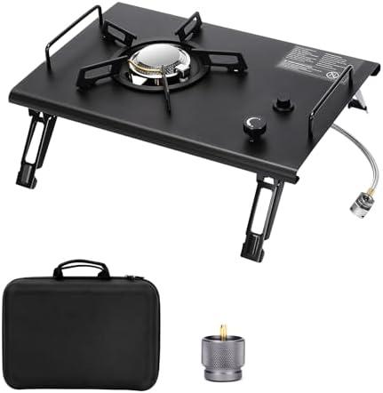 Camping Stove for IGT Table, Portable Isobutane Gas Stove with Carry Bag, 4000W Camp Stove,Folding Propane Burner, IGT Accessories for Picnic, RV, Car Trip, Tailgating, Patio, Backyard by GRILLFORCE