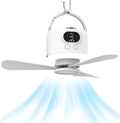 11“ Camping Ceiling Fan with Light & Remote, Battery Operated Tent Fan,Rechargeable Battery Powered Fan,Hangable Camping Fan,Camping Essential (White-10040mAh, Centimeters, 28.9) by Geonfi