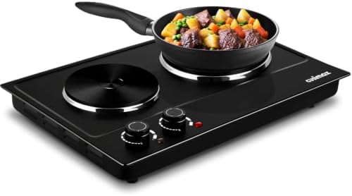 CUSIMAX Hot Plate, 1800W Electric Burner Double Hot Plate for Cooking,Black by CUSIMAX