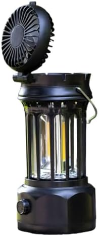 Camping Lantern With Folding Fan, Double-Row LED Light, 1200mAh USB-C Rechargeable Tent Lamp for Hiking, Outdoor Adventures(Black) - Image 7