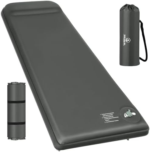 Wevelel Memory Sleeping Pad, 3.1" Ultra-Thick Foam Sleeping Mats for Camping, Easy Inflate&Deflate,9.5 R-Value Insulated Camping Mattress Pad with Pillow, for Car Travel Tent by Unknown