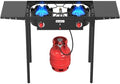 Bestfire 2 Burner Propane Camping Stove with 2 Side Shelves,Safer & Convenient Auto Ignition,150,000 BTU High Pressure,CSA-Certified, 30s Tool-Free Setup, Portable, Estufa De Gas Portatil by GrillsOutdoorCooking