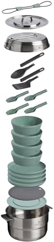 Stanley Wildfare Core 26-Piece Complete Camp Kitchen Cook Set | 4 qt Pot with Lid, 8in Fry Pan | 4 Table Settings, Plates, Bowls, Utensils | Camping Essentials for Your Camp Kitchen | BPA-Free - Image 3