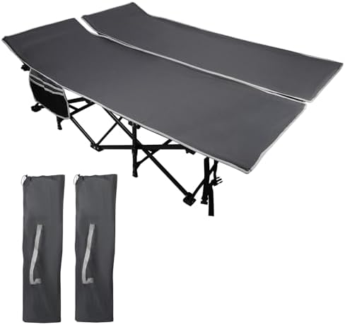 REDCAMP 2 Person Oversize Camping Cots for Adults, 56'' Extra Wide Sleeping Cots Heavy Duty, XXXL Cots Portable for Outdoor Indoor Office, Grey by REDCAMP