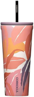 Corkcicle Cold Cup Insulated Tumbler with Straw - Keeps Drinks Cold for 12 Hours - Triple-Insulated Stainless Steel - Leak-Resistant Lid - Summer Drinkware Gift - 24 oz - Tropical Hideaway by Corkcicle