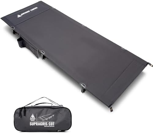 ONETIGRIS SUPRAGRIS Camping Cot, Support Up to 400lbs, Lightweight Comfortable Folding Bed for Camping, Hiking, Backpacking, Travel, Car Trips, Office Nap (Gray) by OneTigris