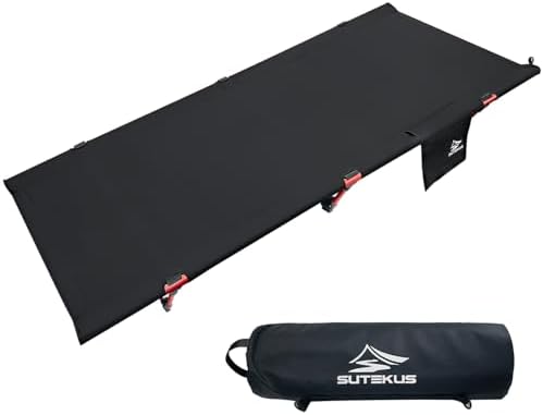 Sutekus Portable Camping Cot, Ultralight & Easy to Set Up, for Outdoor Hiking Travel Beach Mountaineering (Black) by SUTEKUS