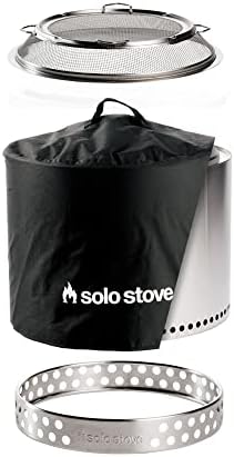 Solo Stove Bonfire Big Yard Bundle 2.0 | Incl. Bonfire Smokeless Fire Pit with Stand, Shield, Shelter, Portable for Wood Burning, Removable Ash Pan, Stainless Steel, H: 16.75in x Dia: 19.5in, 28.25lbs by Unknown