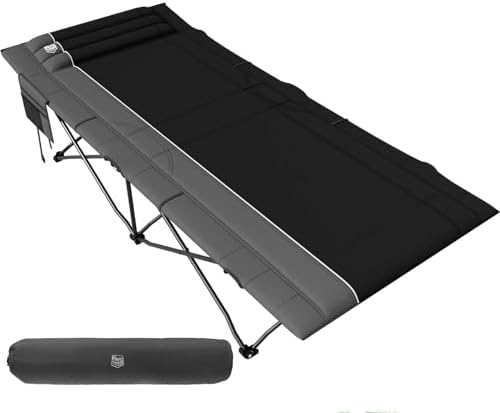 TIMBER RIDGE 32.5in Extra Wide Heavy Duty Camping Cot for Adult, Easy Set Up Oversized Sleeping Cot with Carry Bag for Camping, Travel and Outdoors, Support up to 450lbs, Black by TIMBERRIDGE
