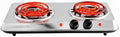 OVENTE Electric Double Burner, 1700W Coil Hot Plate, Silver BGC102S by OVENTE