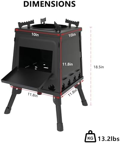 Camping Wood Stove, Portable Wood Burning Stove, Backpacking Folding Camp Tent Heat Mini Outdoor Stove with Carrying Bag, for Cooking Heating Picnic hiking BBQ Travel RV (Large) - Image 6
