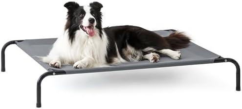 Love's cabin Elevated Cooling Dog Bed for Large Dogs, Portable Indoor & Outdoor Raised Pet Dog Cat Cot, Durable Summer Frame with Breathable Mesh, Grey, 48 inches by Lovescabin
