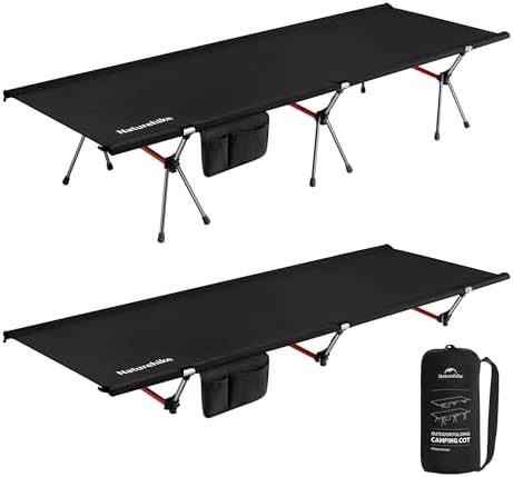 Naturehike ArmyWild Folding Camping Cot, Height Adjustable Ultralight Backpacking Cot, Portable Camping Bed for Camping Hiking Travel Home by Naturehike